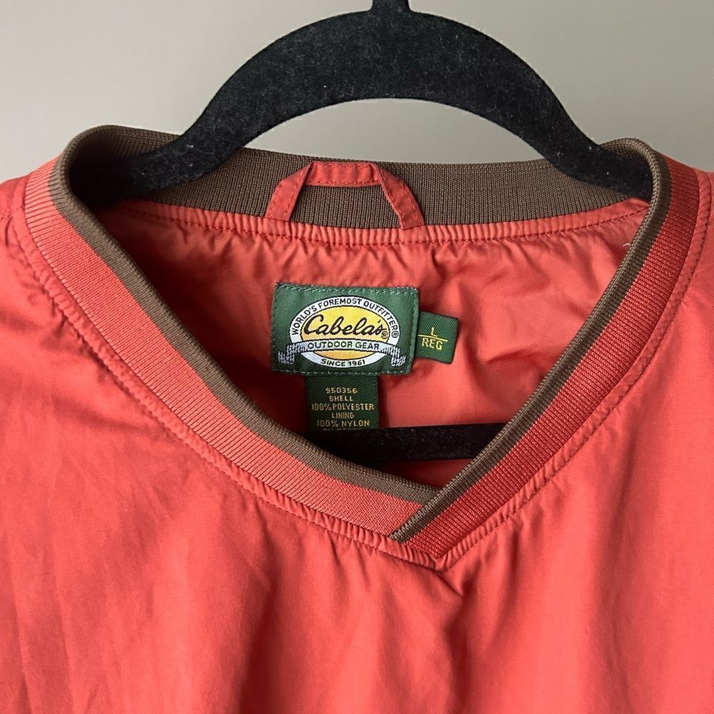 Cabela’s Men’s Rust Orange Outdoor V-neck Long Sleeve Pullover Shirt Size Large - Picture 2 of 7